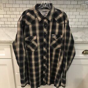 Wrangler Western Shirt Mens 3XT Black Plaid Pearl Snap Western Cowboy Rodeo